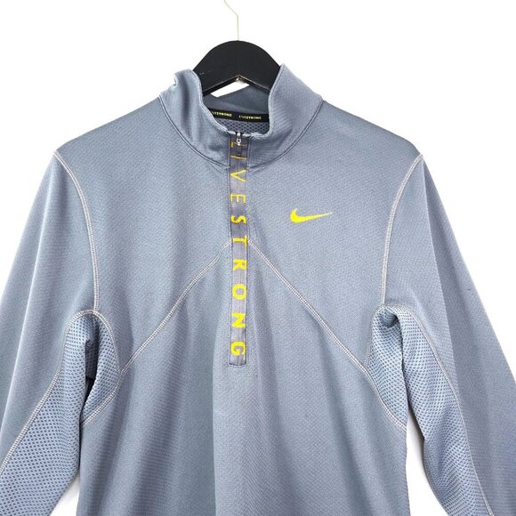 Nike LiveStrong Long Sleeve Gray Yellow Dri Fit Half Zip Top - Picture 7 of 7